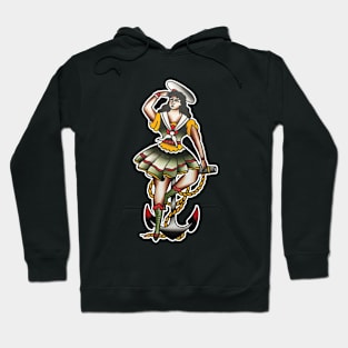 Lady on Anchor Tattoo Design Hoodie